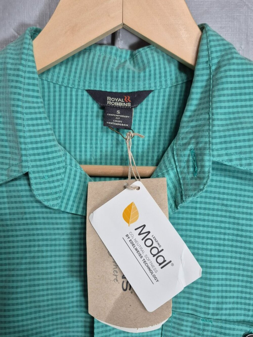 Royal Robbins Mojave Pucker Button Up Shirt Mens Small Teal Short Sleeve 0613